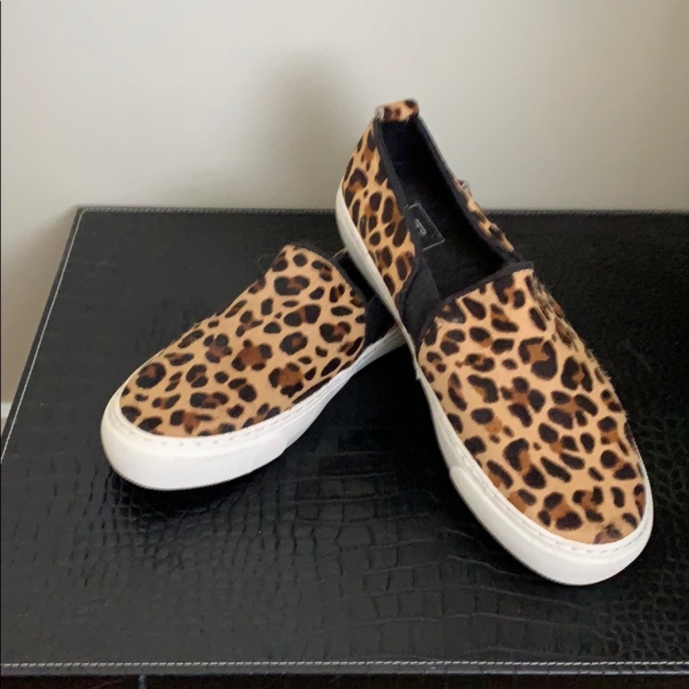 Leopard print slip on shoes